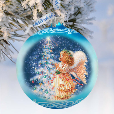 Large Glass Ornament 5.5'' Handmade Glass Religious & Spiritual Ball Ornament