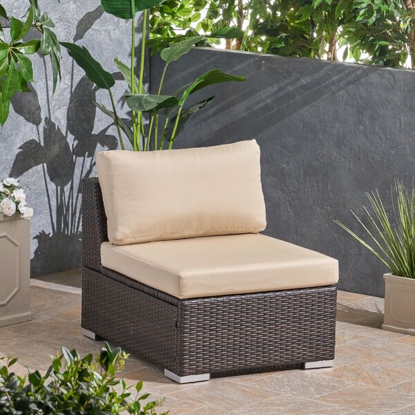 Recliner Patio Chair with Cushions Latitude Run Cushion Color: Gray, Frame Color: Dark Brown