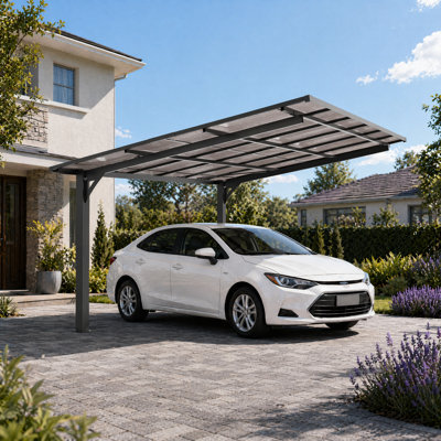 Pergola en aluminium 10 x 12 pi avec toit incliné en PC, auvent extérieur multi-usage