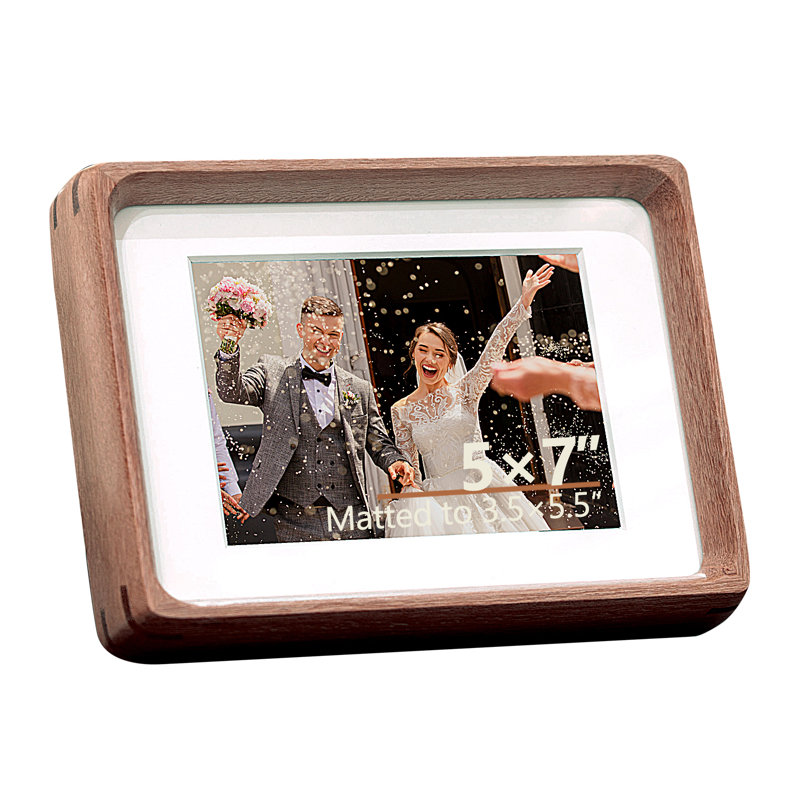 Cadre de table de coin rond en bois massif, L 5 po x H 7 po, Noir noyer
