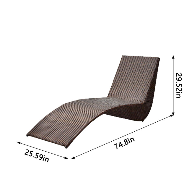 Chaise longue en rotin pour l'extérieur, Brun