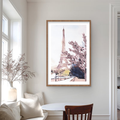 Paris & Eiffel Scene - Framed Matted Print for Home Decor