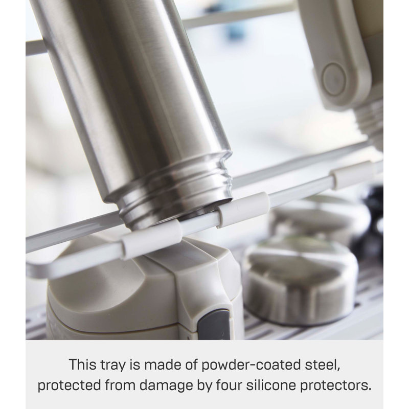 White Metal Compact Countertop Bottle Drying Rack