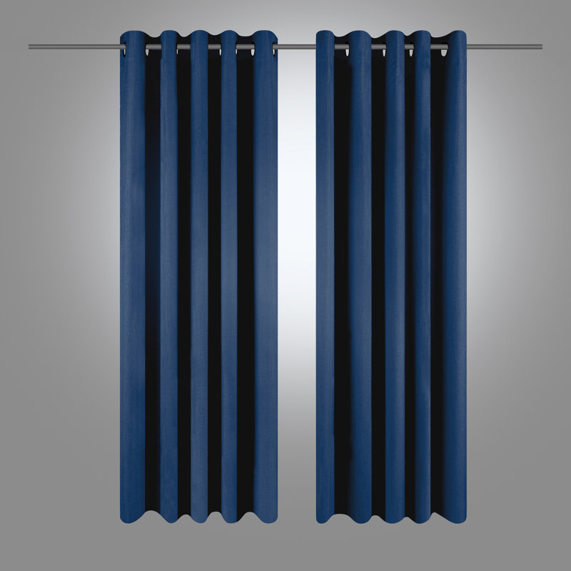 Eyelet Blackout Thermal Curtain, Denim Blue, Width 229 x Drop 137 cm