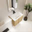 Meuble-lavabo mural 24 po avec lavabo en céramique, finition chêne clair, portes à fermeture en douceur-129021666