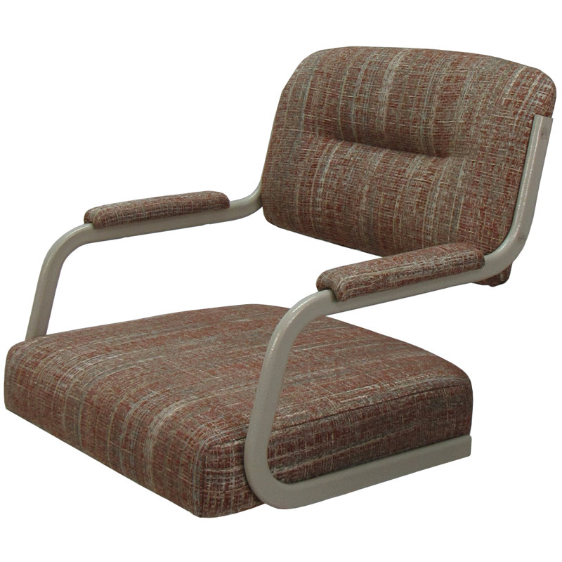 Tabouret de comptoir pivotant 26 po Gurpriya, Mélange de polyester rouge / cadre beige