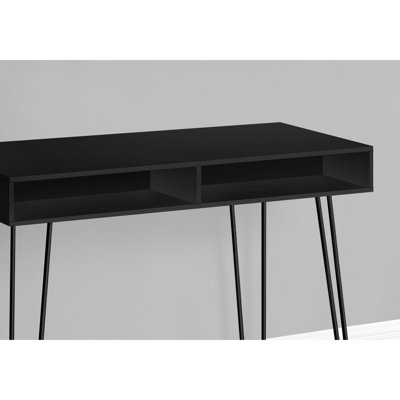 Home Office Computer Desk, 40"l, Black Laminate Finish With Storage, Metal Legs, Contemporary Modern Desk For Setup, Laminate, Drawer