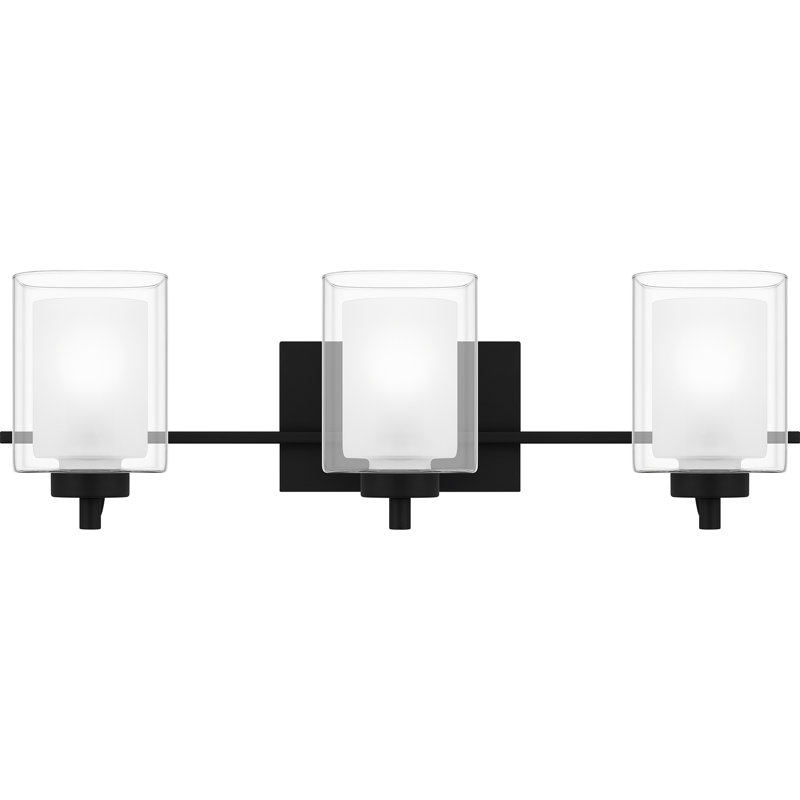 Matte Black 3-Light Vanity with Frosted Glass Shades