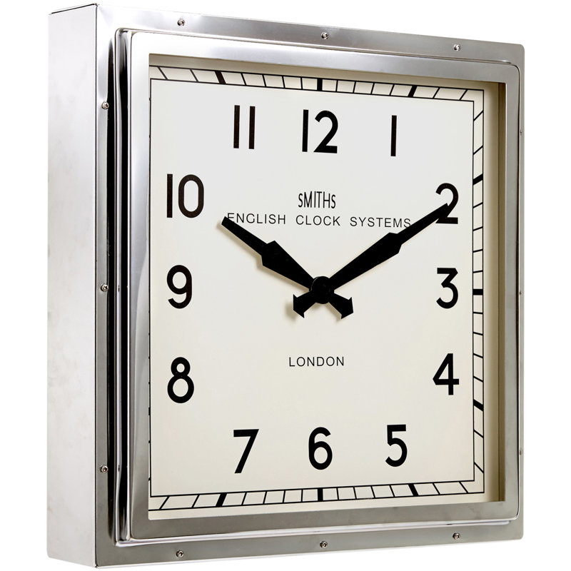 Smiths Square Wall Clock - 41cm, Silver