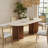 Modern 71" Rectangular Dining Table for 6, Solid Wood Legs, Stone Table-top