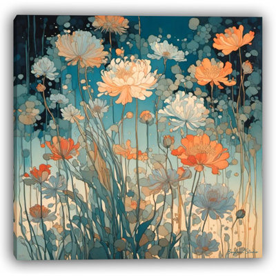 Midnight Bloom – Abstract Floral Canvas Wall Art