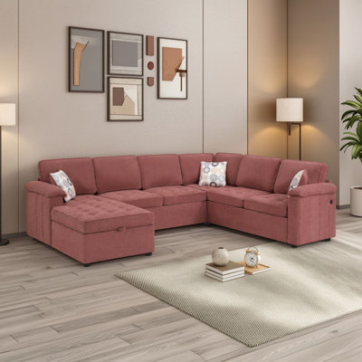 Sectional Sofa with Storage Chaise and USB Ports