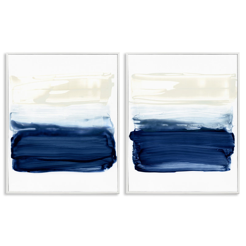 «Coastal Brushstrokes Abstract Beach», ensemble de 2 giclées par Victoria Barnes, H 30 po x l 24 po