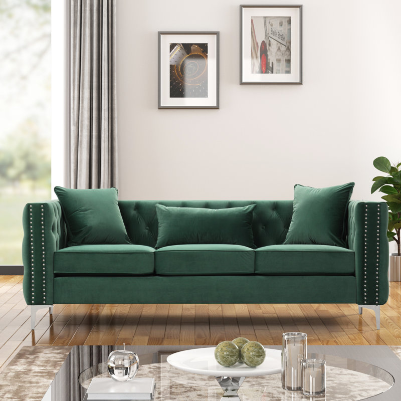Canapé Chesterfield Marvine, Vert foncé