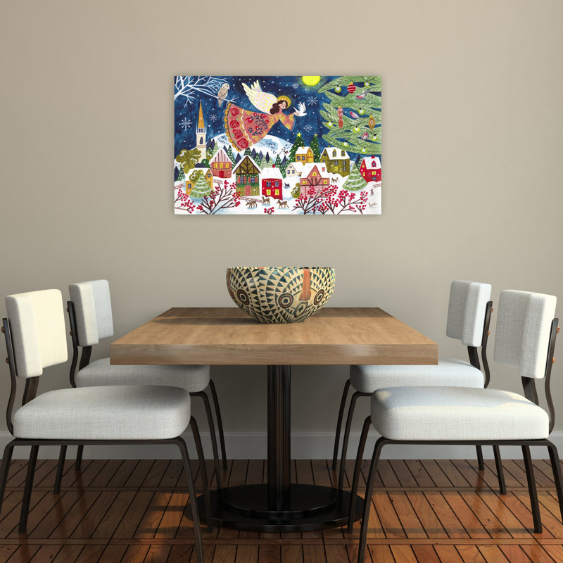 Angel Of Peace Christmas Abstract Contemporary Christmas Tree Bird Deer Winter Architecture Wall Art Print 1 Piece Wrapped Canvas Wall Art