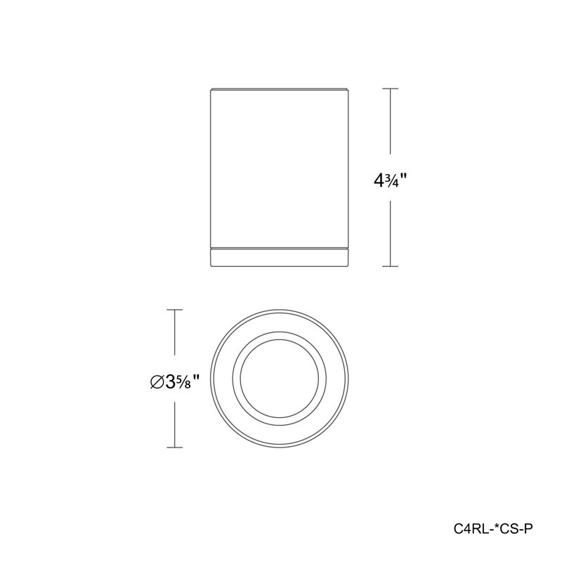 Plafonnier encastré rond à intensité variable 5 lumières Zoron, Arc blanc, H 4,75 po x l 3,63 po x P 3,63 po
