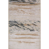 Tapis beige / gris noué à la main de conception unique 6 pi x 9 pi