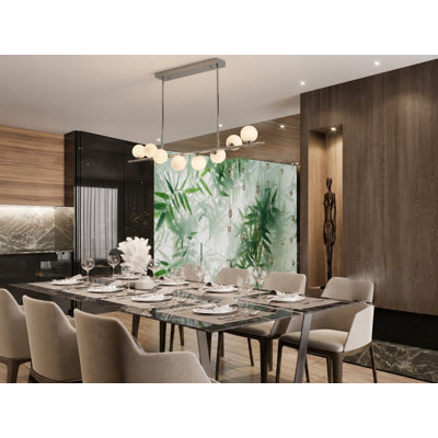 Lustre linéaire moderne en chrome 8 lumières