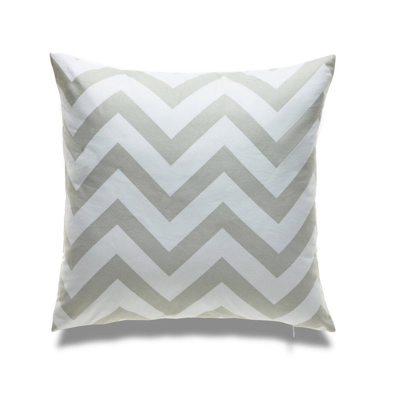 Chevron Pattern With Polyester Insert Pillow, Beige/White