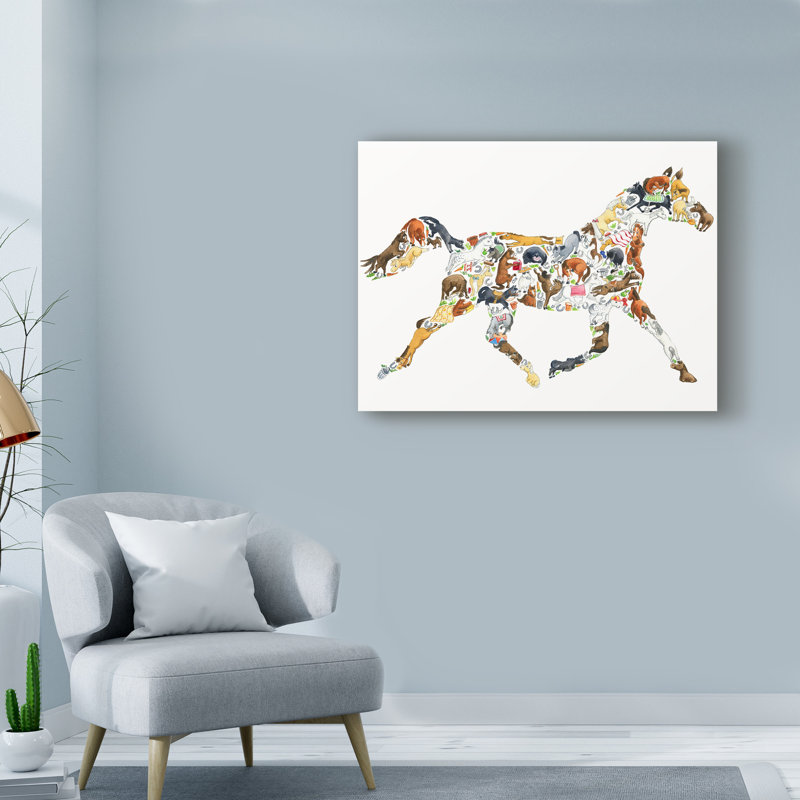 «Horse Collage» par Louise Tate, impression sur toile, H 24 po x l 32 po x P 2 po