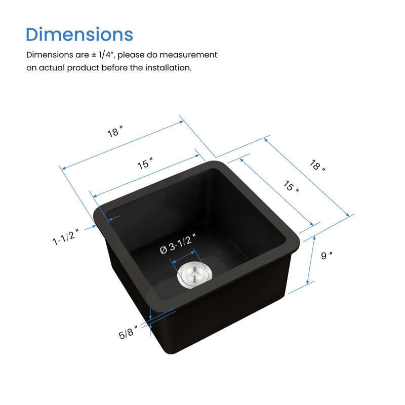 Pure Matte Black Undermount Single Bowl Fireclay Kitchen Sink