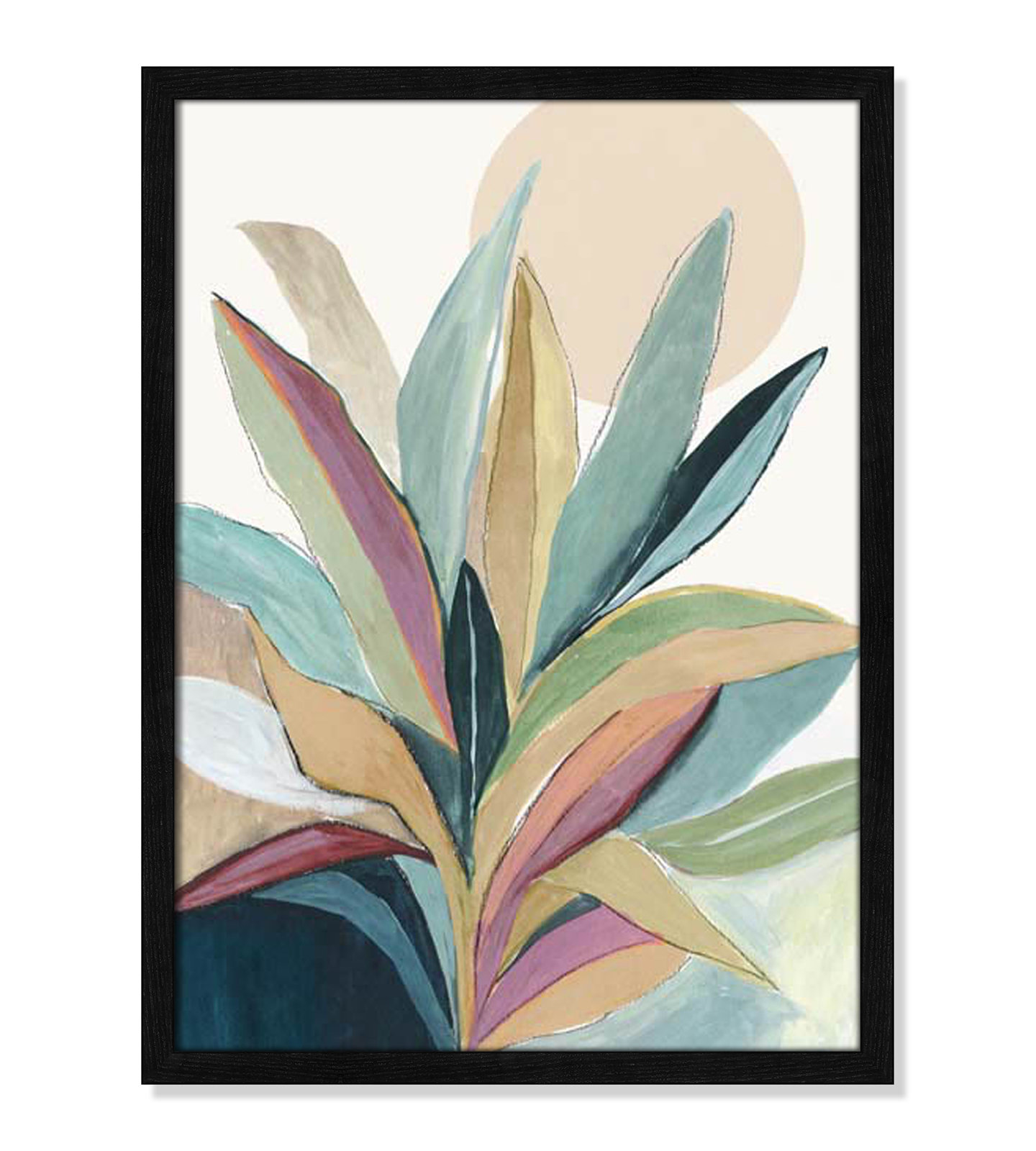 Sunny Bright Leaves I Print by Asia Jensen, 23" H x 17" W x 0.75" D, Black Slim Unmatted Picture Framed