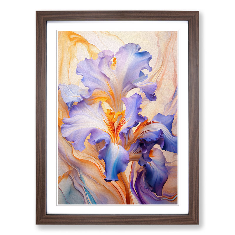 Iris Flower Futurism No.2 - Framed Print, Walnut Framed, 64cm H x 46cm W x 2cm D