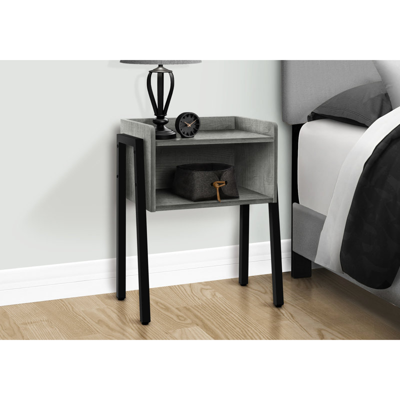 Table d'appoint grise stratifiée grise avec pieds en métal pour la chambre à coucher 2