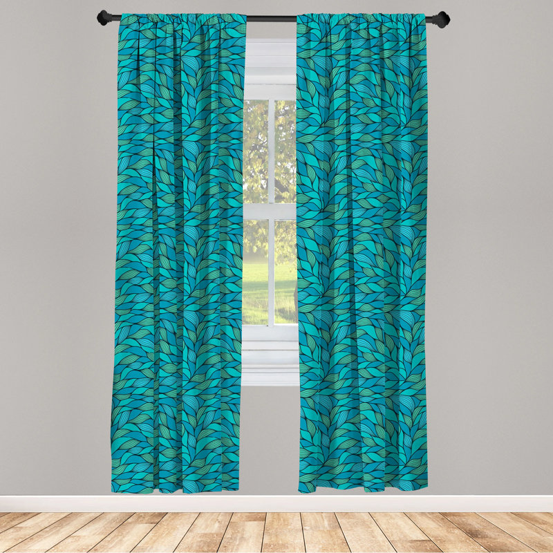 Teal Blue Polyester Rod Pocket Room-Darkening Curtain Panels, 28" x 63"