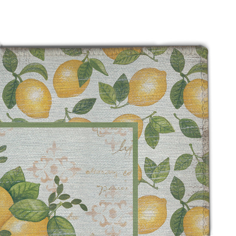 Tapis vert / jaune / blanc Power Loom Chenille, Rectangle 2 pi x 3 pi