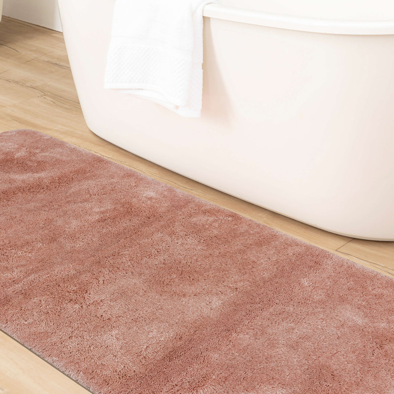 Pirates Well Washable Non-Slip Stain/Fade Resistant Solid Rectangle Bath Mat, Pink, 24" W x 40" L
