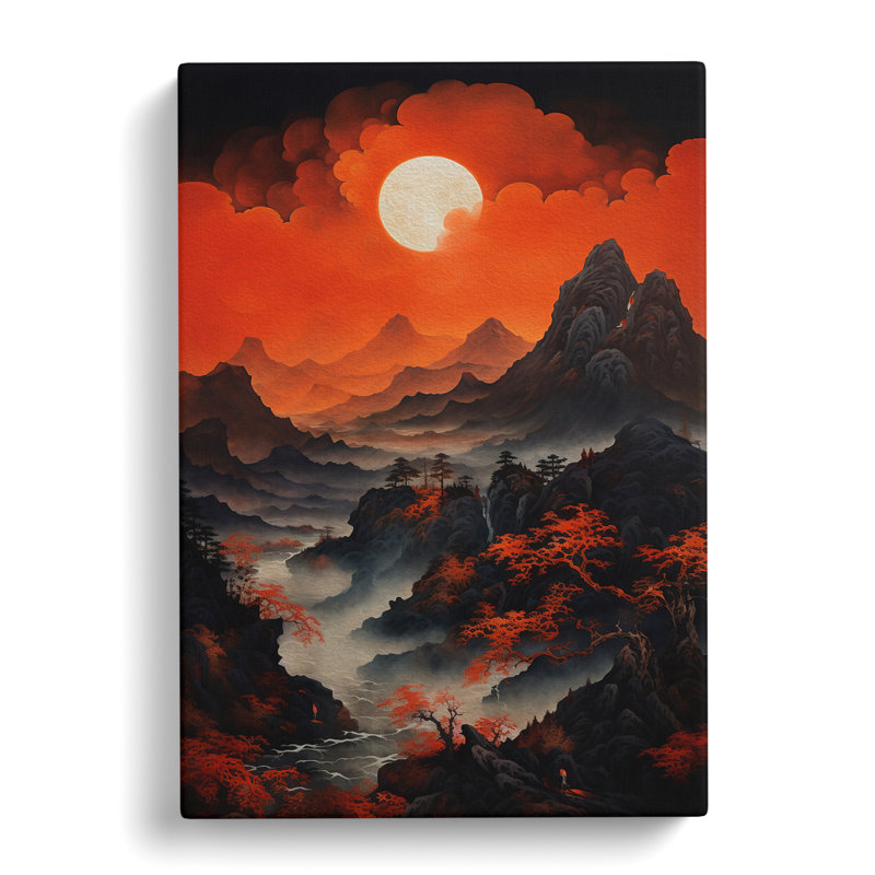 Japanese Mountains Baroque - Print, 76cm H x 50cm W x 3cm D