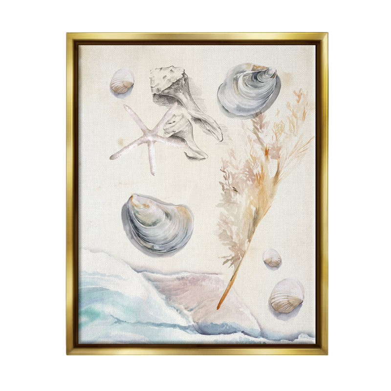 «Beach Shore Splashing Sea Shells Floater», art mural par Jennifer Paxton Parker, H 31 po x l 25 po x P 1,7 po