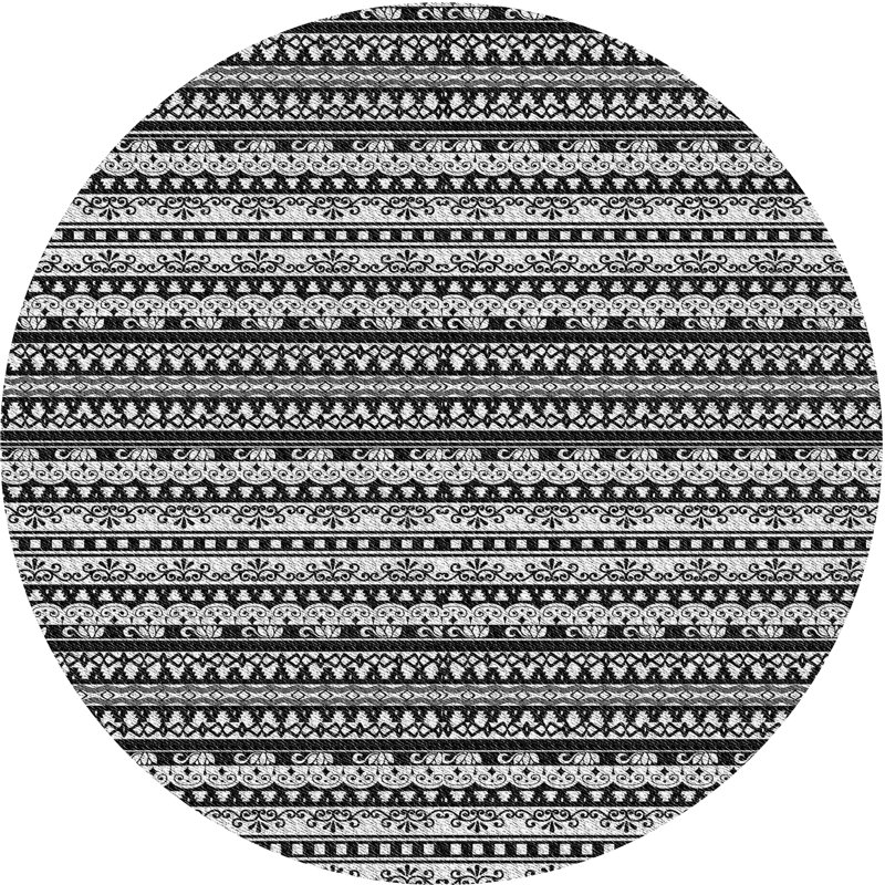 Tapis noir/blanc à motifs Lamentin, Rond 6 pi