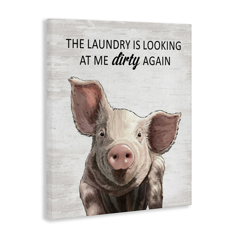 «Funny Dirty Laundry Pig Canvas», conception par Lettré et doublé, H 20 po x l 16 po