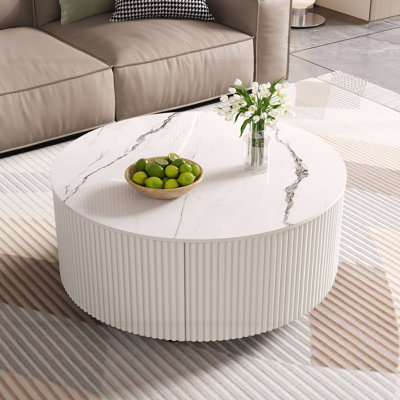 Table basse ronde moderne mobile avec roulettes