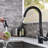Commercial Black Kitchen Faucet With Pull Out Sprayer, Single Handle Single Lever Kitchen Sink Faucet