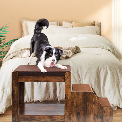 Lit superposé pour chien et chats avec marche et coussin amovibles, coussin à gratter pour chat, coussin de siège pour animaux