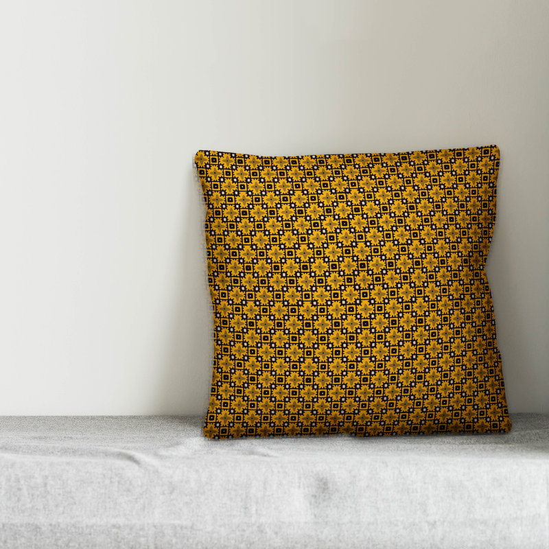 Housse de coussin Floral, 18 po x 18 po, Jaune
