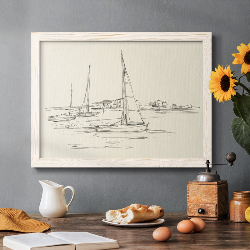 " Coastal Contour Sketch I ", White Framed, 18" H x 26" W x 1.5" D