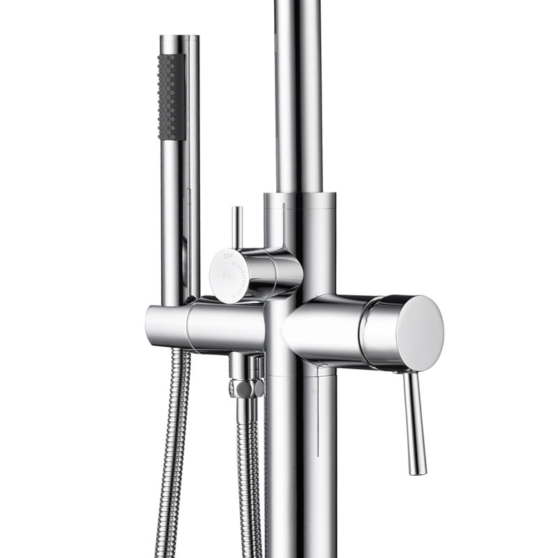Highflow Freestanding Tub Filler with Swivel Spout and Handshower, Chrome