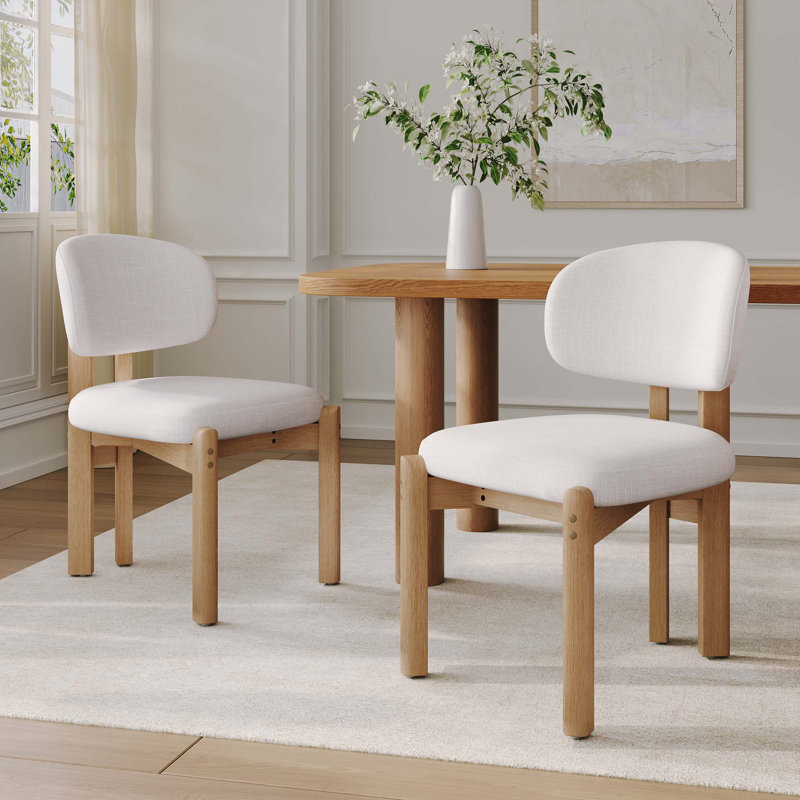 Ensemble de chaises de salle à manger rembourrées de style Mid-Century, 2, Naturel