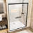 72" H 54" W Double Sliding Shower Door, 1/4" (6mm) Clear Tempered Glass With -proof Film, Matte Black Aluminum Frame, Waterproof Design, Reversible Installation For Modern Bathroom High Wide Door-118789158
