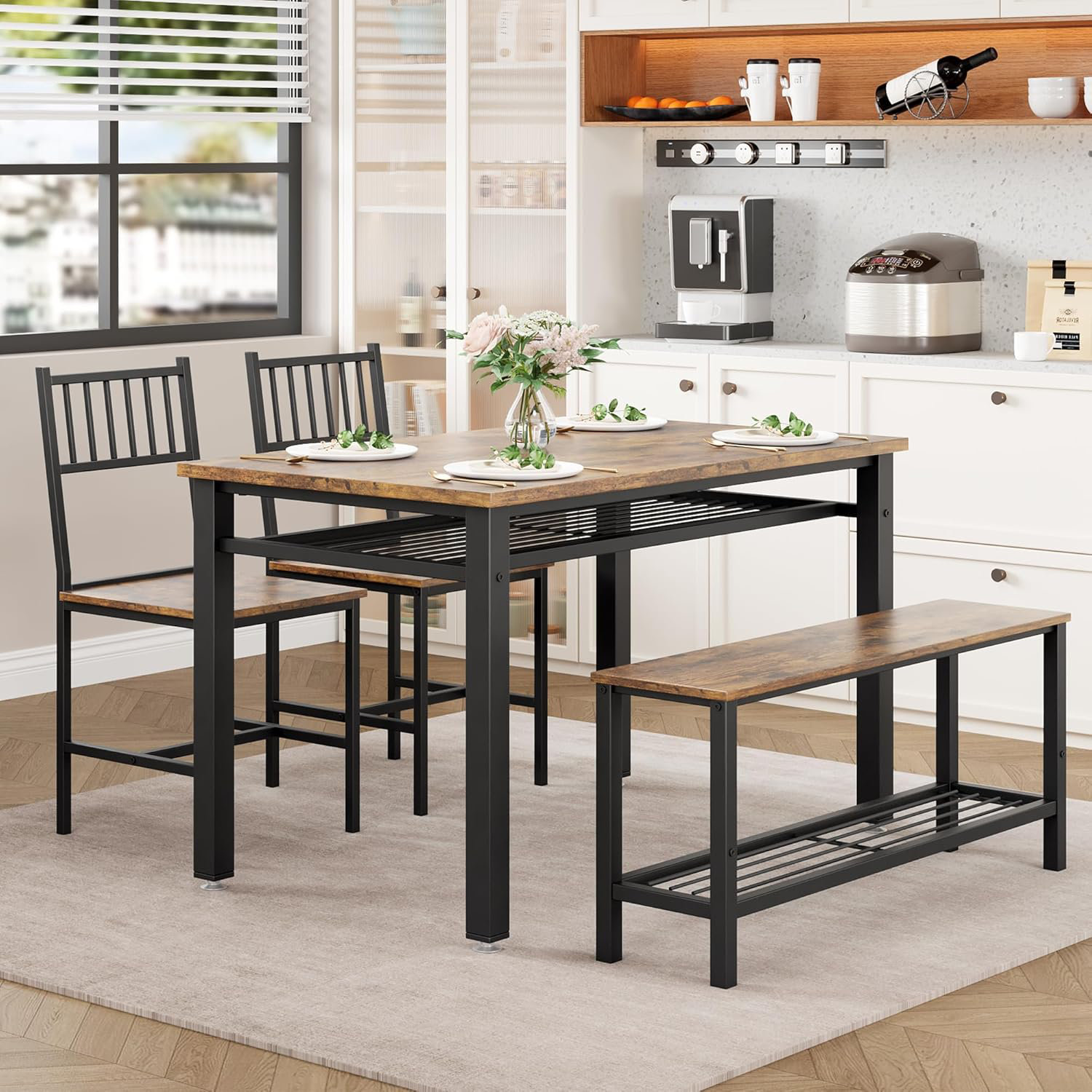 17 Stories Kitchen Table Chairs Set For 4-6, Dinin Table With 2 Chairs ...