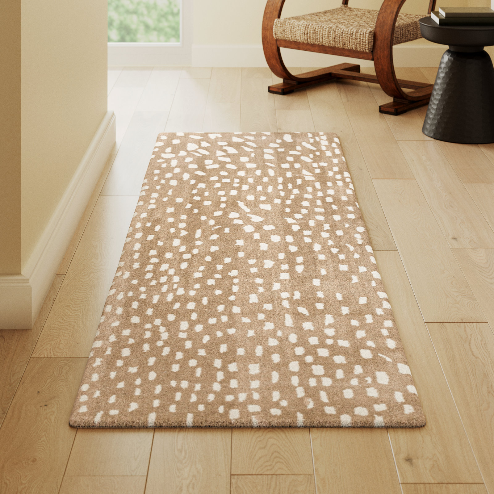 Jona Light Brown Hand-Tufted Wool Rug, Runner 2'6" x 8'