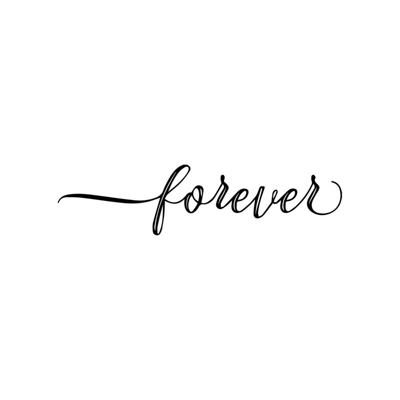 "Forever" par Pixy, art textuel sur toile tendue, H 8 po x l 12 po x P 0,75 po