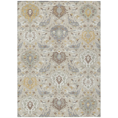 Ilyara Beige Washable Indoor-Outdoor Rug - 