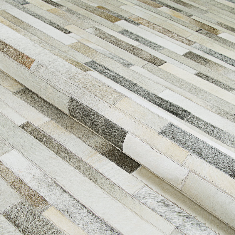 Tapis rayé gris ivoire Malbork, Rectangle 2 pi x 4 pi