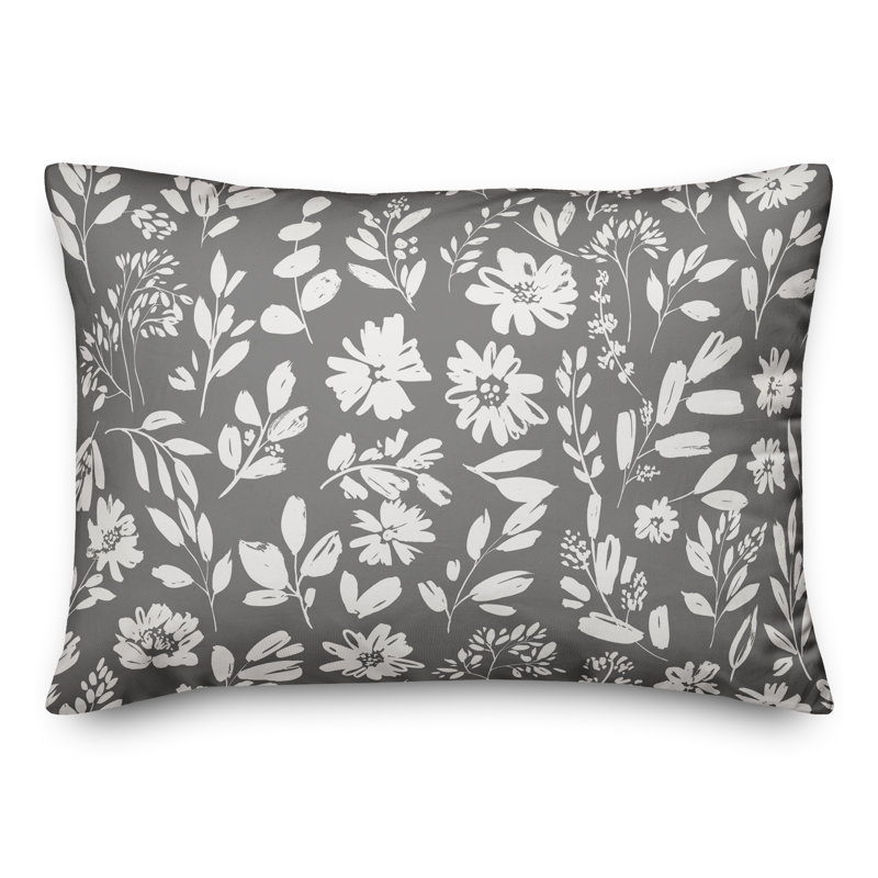 Housse et insert pour coussin rectangulaire estampé 24, gris