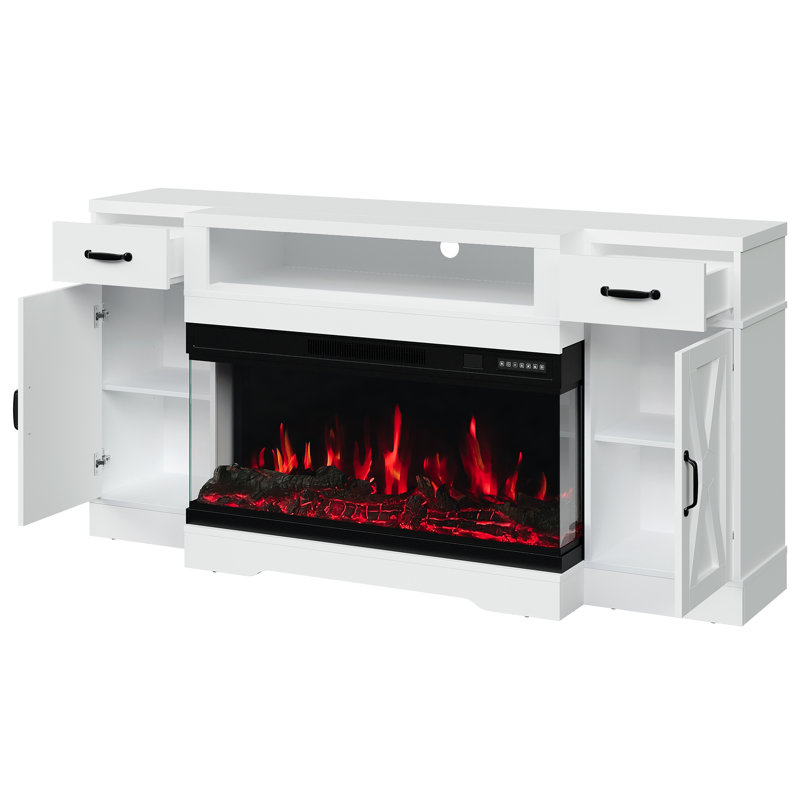 Meuble télé avec foyer 36 po, Blanc